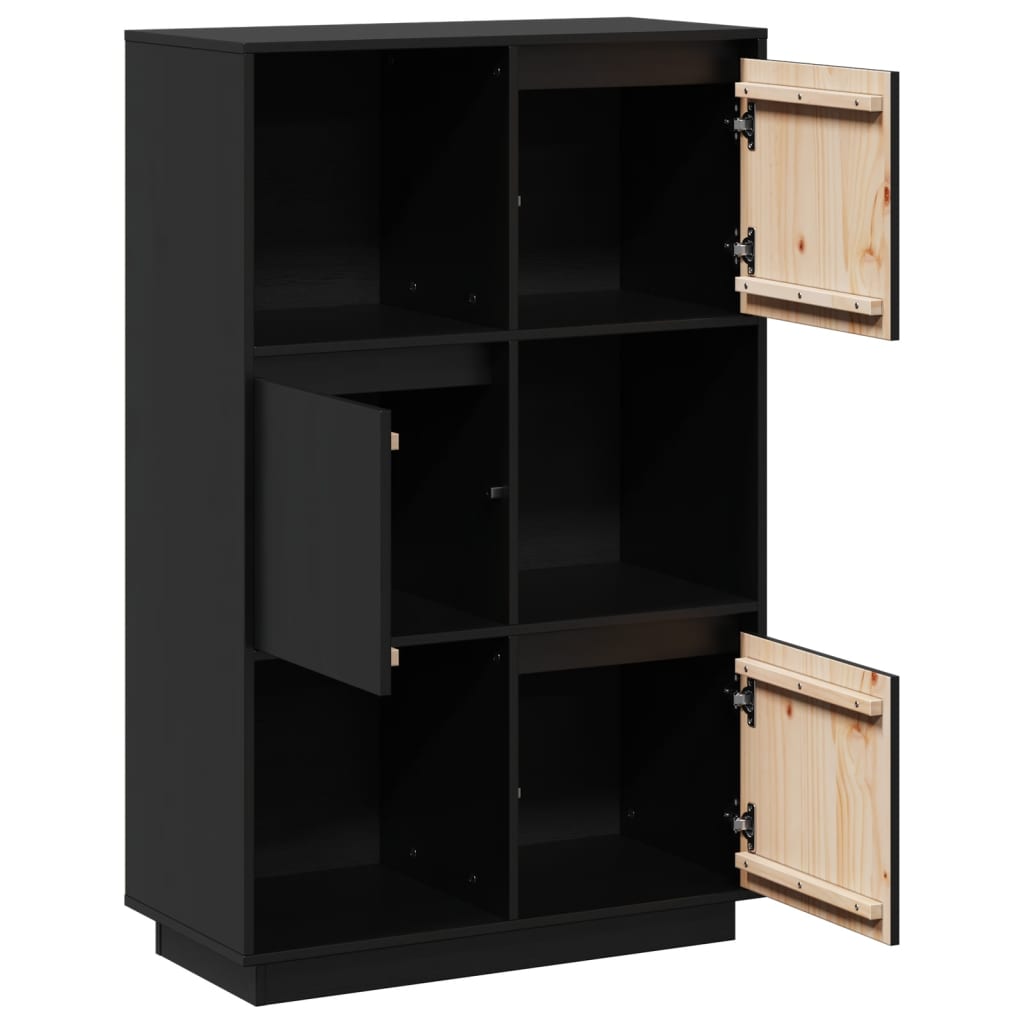 Buffet Noir 74x35x117 cm Bois massif de pin - XIOS