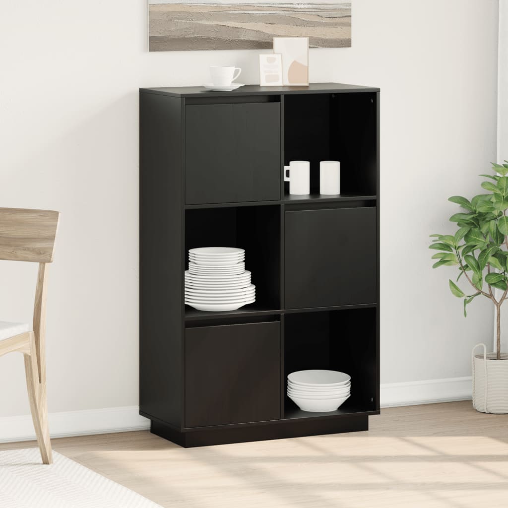 Buffet Noir 74x35x117 cm Bois massif de pin - XIOS
