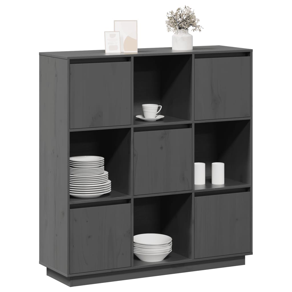 Buffet Gris 110,5x35x117 cm Bois massif de pin - XIOS
