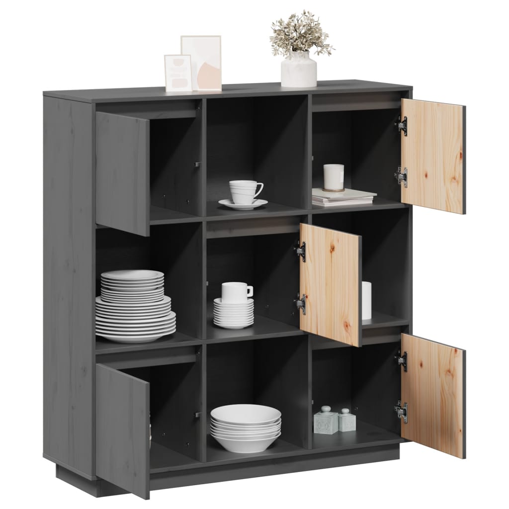 Buffet Gris 110,5x35x117 cm Bois massif de pin - XIOS