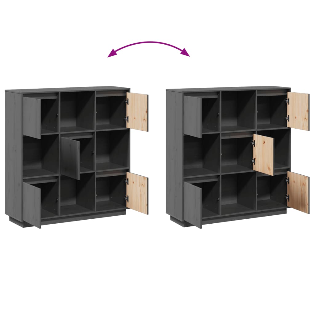 Buffet Gris 110,5x35x117 cm Bois massif de pin - XIOS