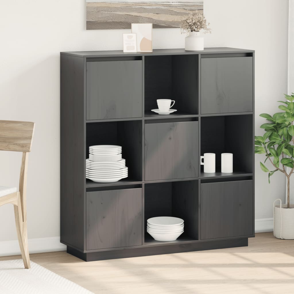 Buffet Gris 110,5x35x117 cm Bois massif de pin - XIOS