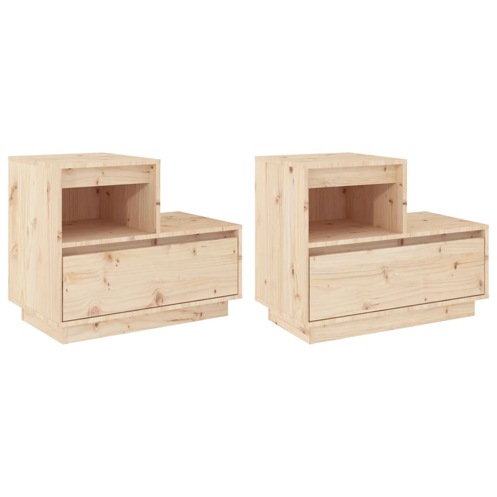 Tables de chevet 2 pcs Gris 60x34x51 cm Bois de pin solide - XIOS