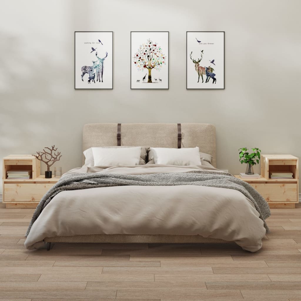 Tables de chevet 2 pcs Gris 60x34x51 cm Bois de pin solide - XIOS