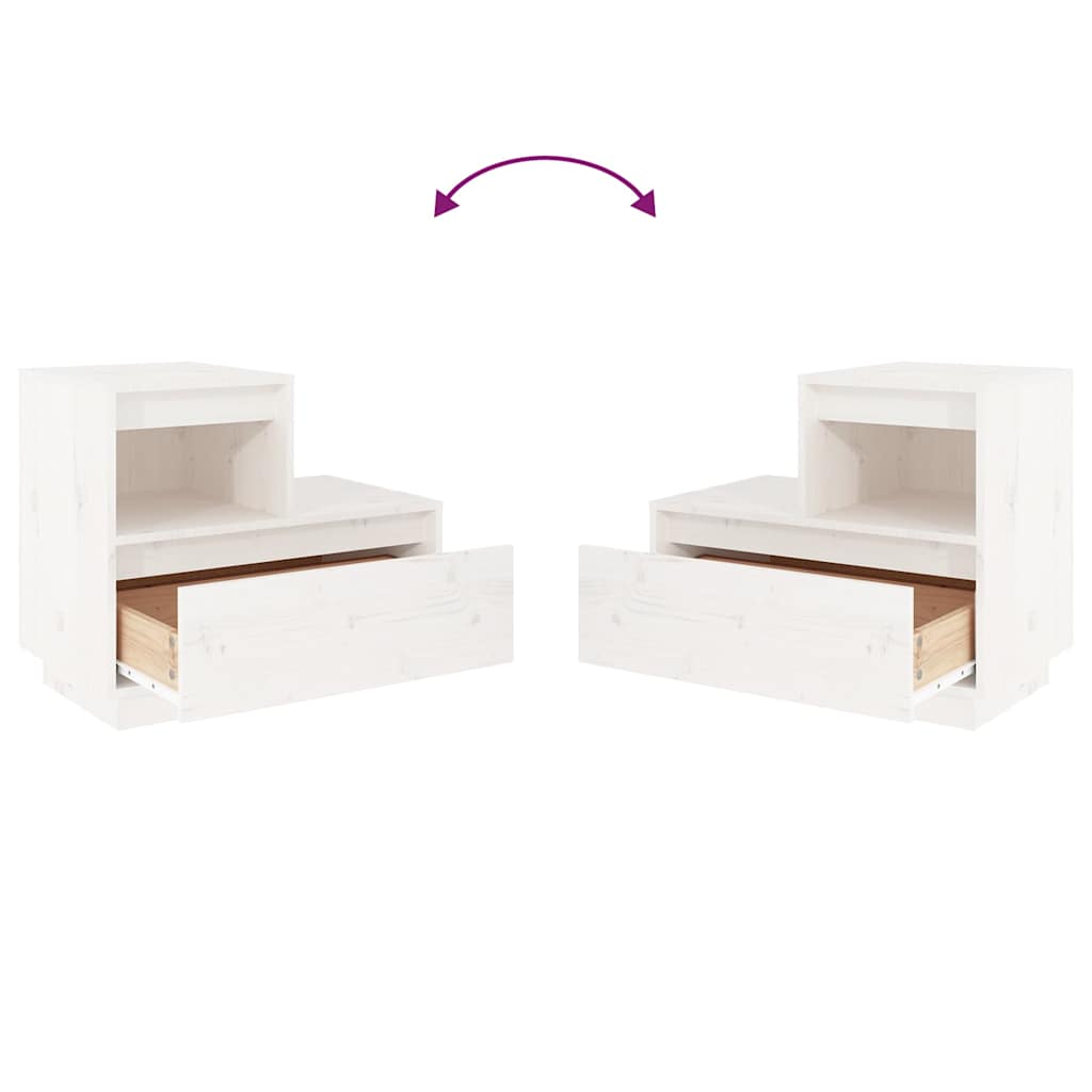 Table de chevet Blanc 60x34x51 cm Bois de pin solide - XIOS