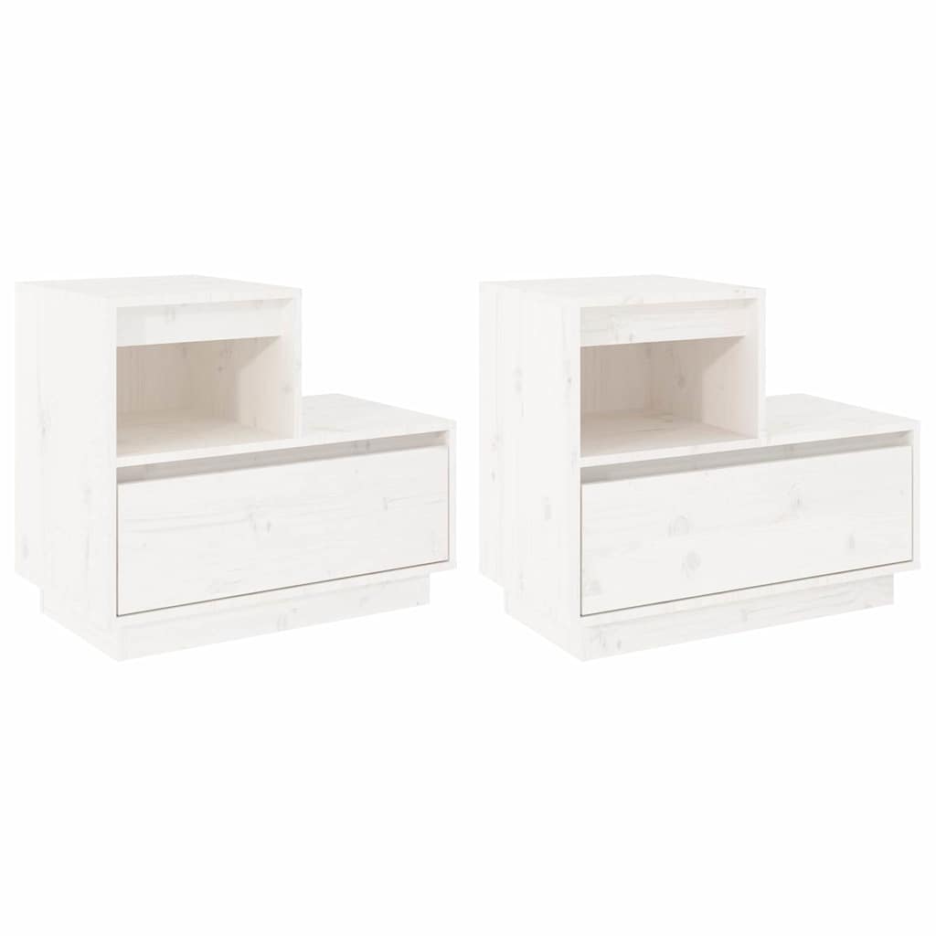 Tables de chevet 2 pcs Blanc 60x34x51 cm Bois de pin solide - XIOS