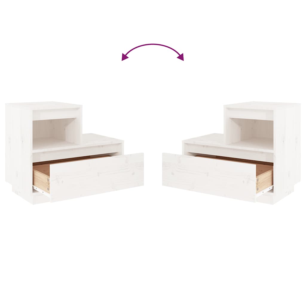 Tables de chevet 2 pcs Blanc 60x34x51 cm Bois de pin solide - XIOS
