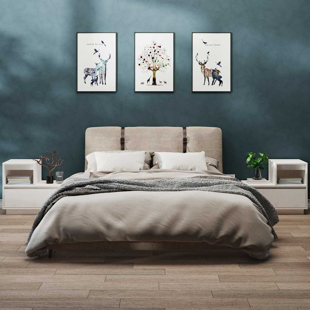 Tables de chevet 2 pcs Blanc 60x34x51 cm Bois de pin solide - XIOS