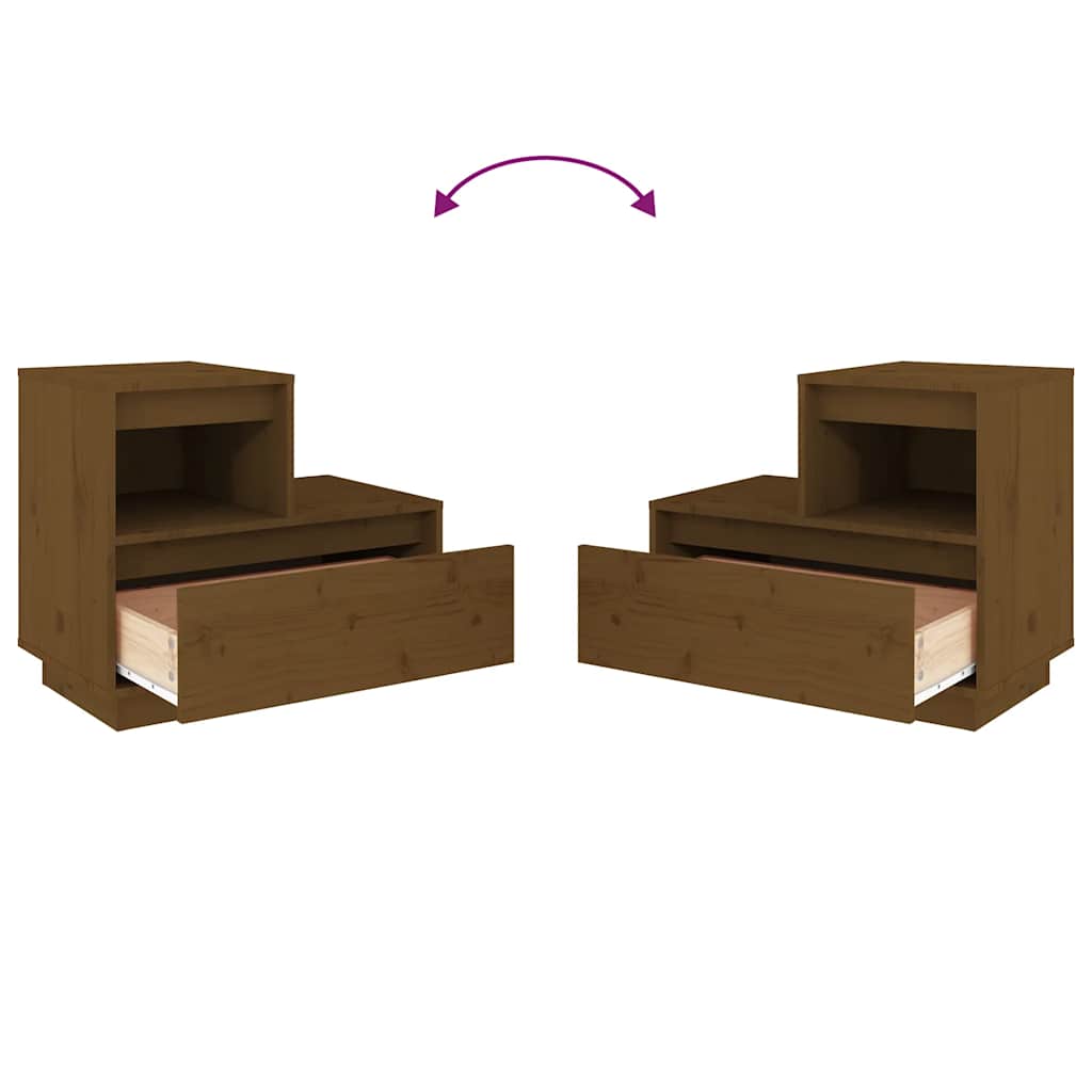 Tables de chevet 2pcs Marron miel 60x34x51cm Bois de pin massif - XIOS