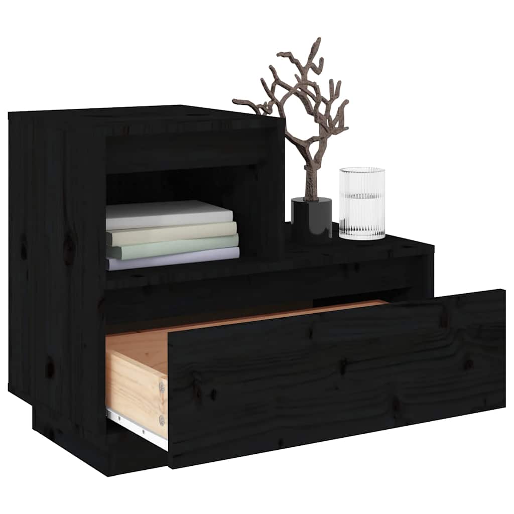 Tables de chevet 2 pcs Noir 60x34x51 cm Bois de pin solide - XIOS