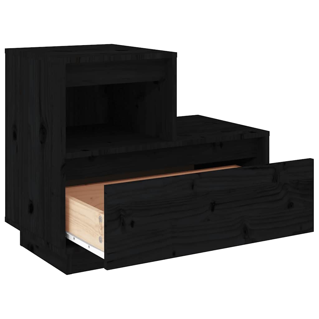 Tables de chevet 2 pcs Noir 60x34x51 cm Bois de pin solide