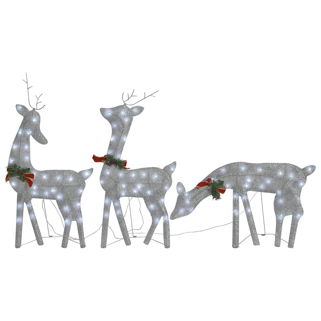 Famille de rennes de Noël 270x7x90cm Argenté Blanc froid Maille - XIOS