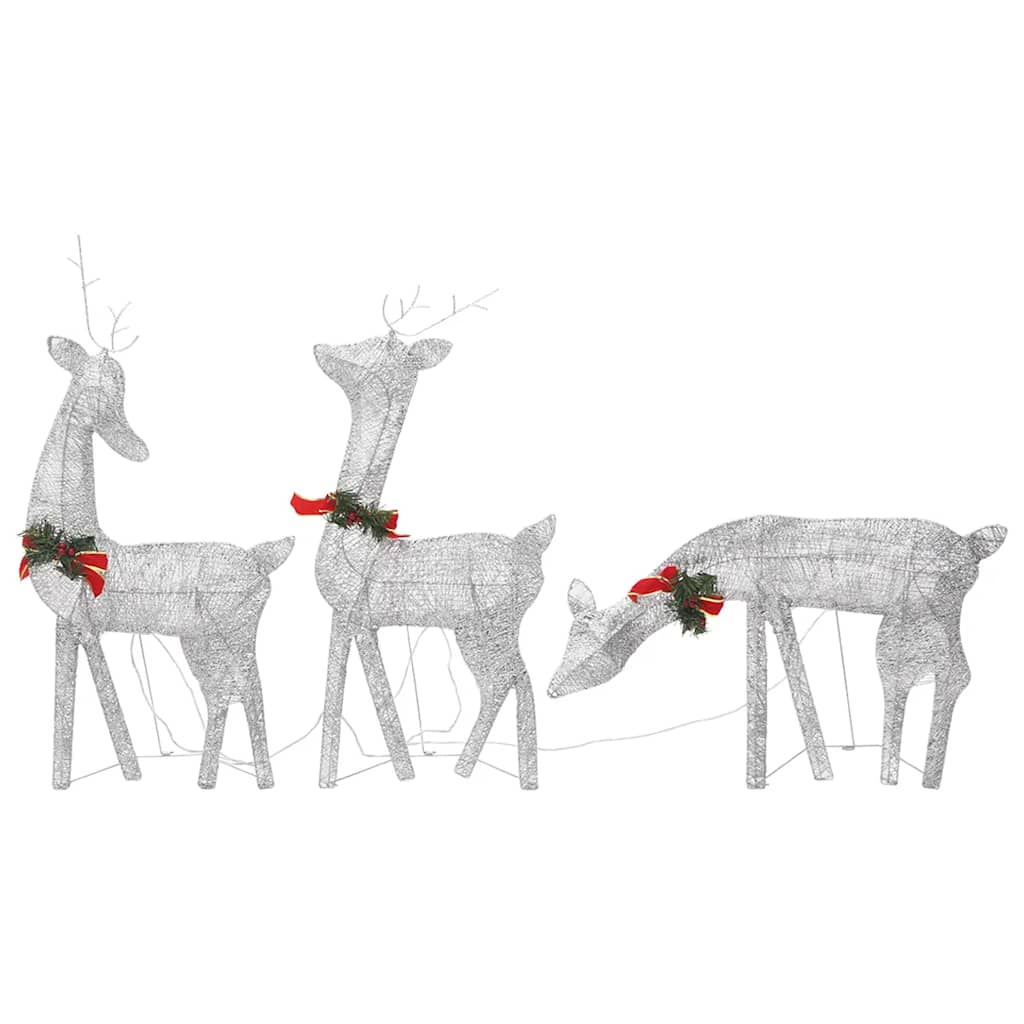 Famille de rennes de Noël 270x7x90cm Argenté Blanc froid Maille - XIOS