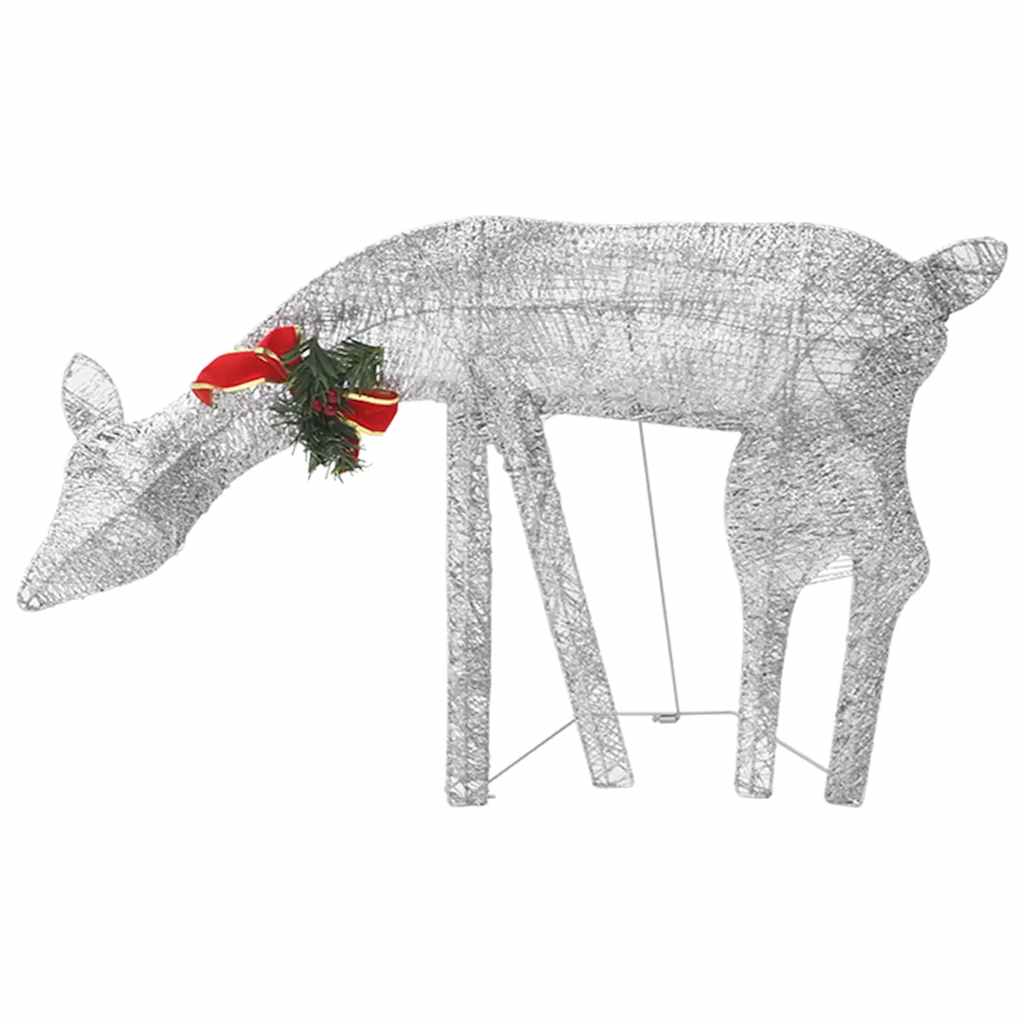 Famille de rennes de Noël 270x7x90cm Argenté Blanc froid Maille - XIOS