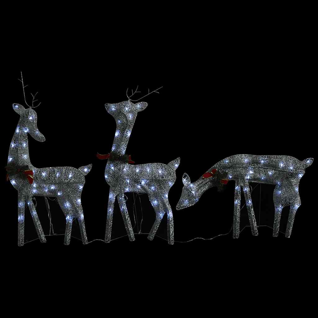 Famille de rennes de Noël 270x7x90cm Argenté Blanc froid Maille - XIOS