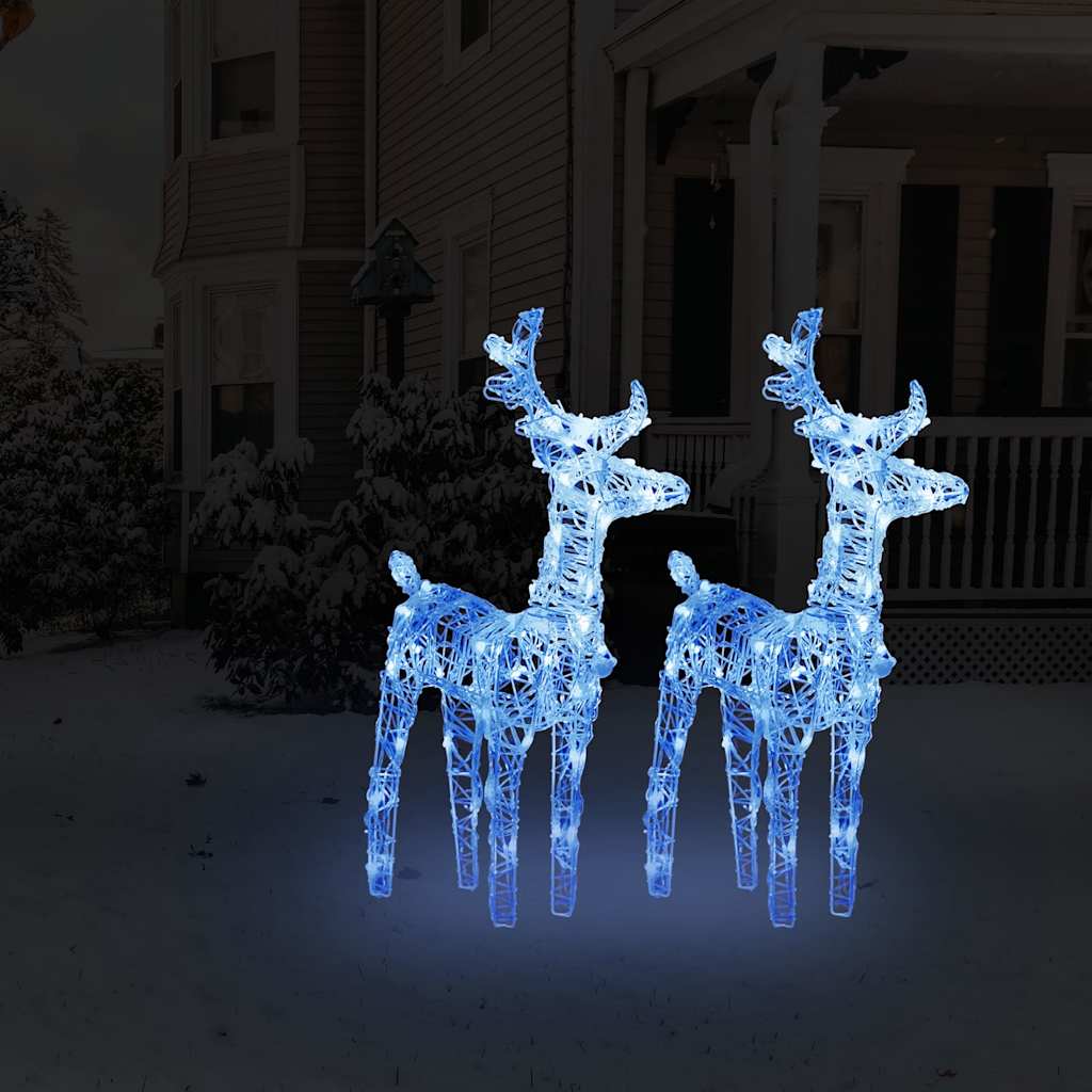 Rennes de Noël 2 pcs 80 LED Bleu Acrylique - XIOS