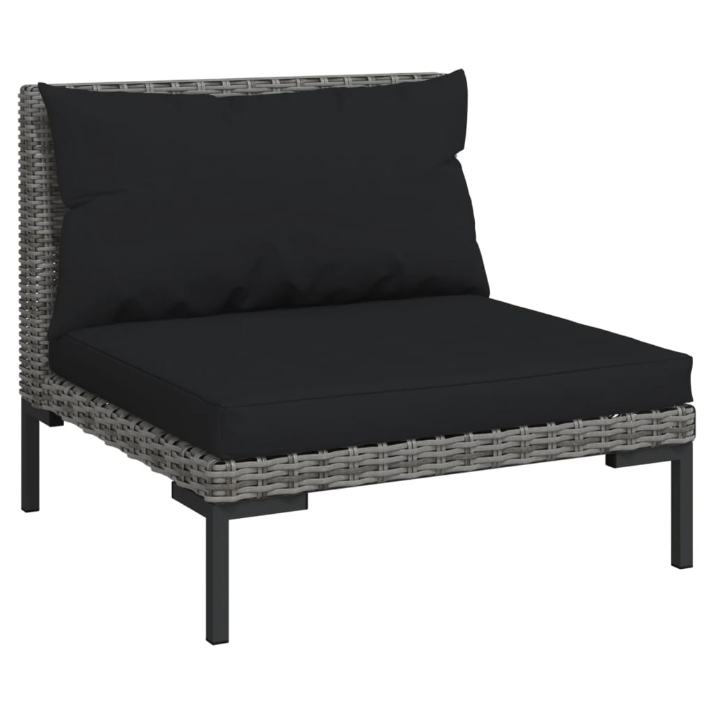 Salon de jardin 5 pcs avec coussins Résine tressée Gris foncé