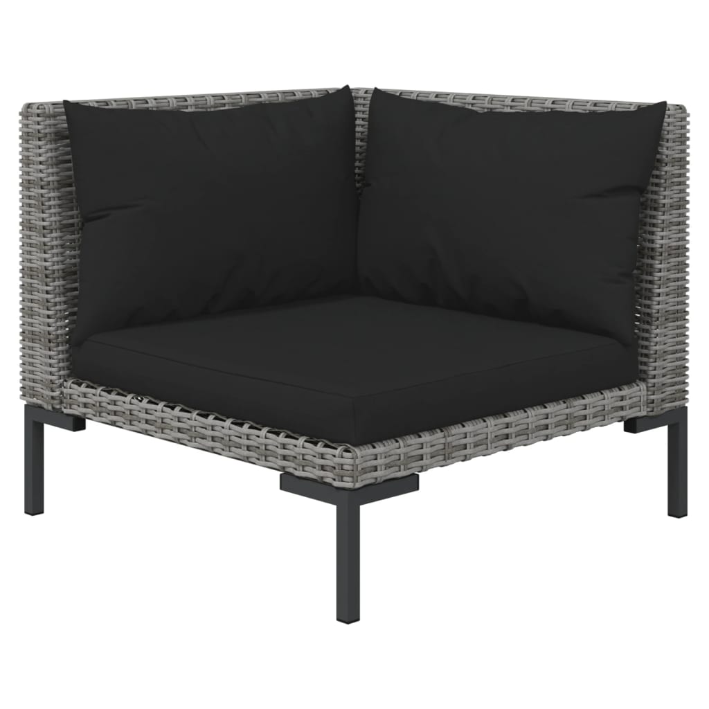 Salon de jardin 5 pcs avec coussins Résine tressée Gris foncé
