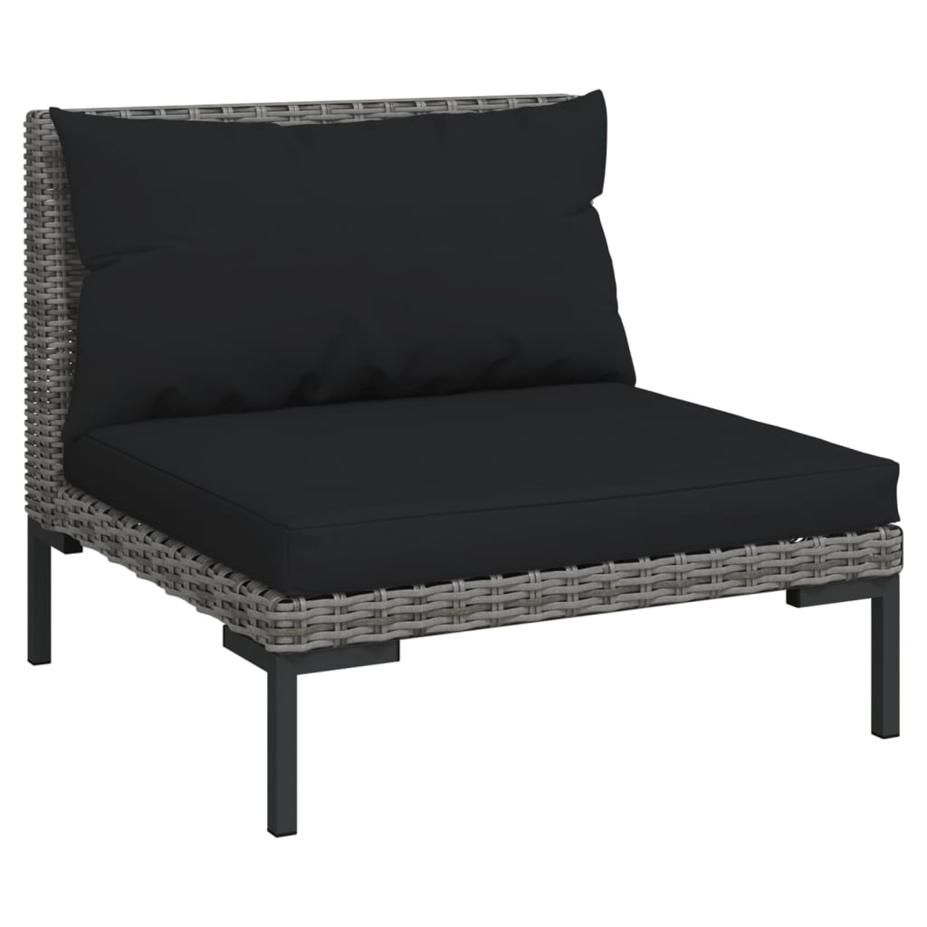 Salon de jardin 7 pcs avec coussins Résine tressée Gris foncé