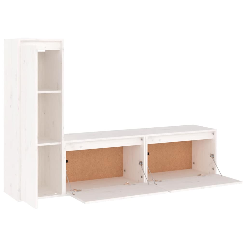 Meubles TV 3 pcs Blanc Bois massif de pin - XIOS