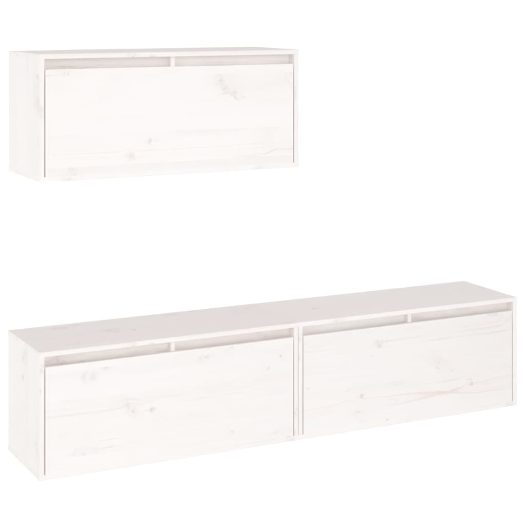 Meubles TV 3 pcs Blanc Bois massif de pin - XIOS