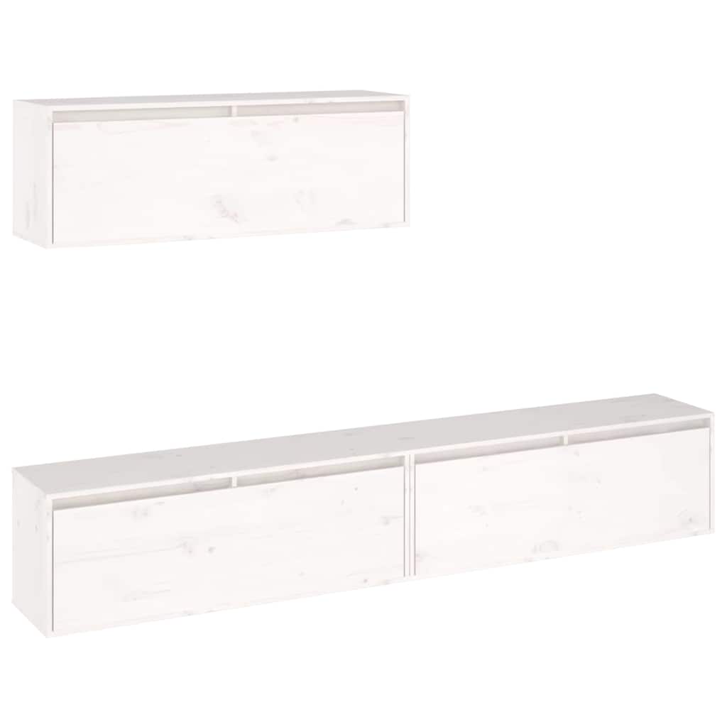 Ensemble de meubles TV 3 pcs blanc bois massif de pin - XIOS