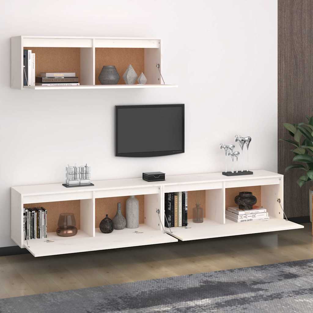Ensemble de meubles TV 3 pcs blanc bois massif de pin - XIOS