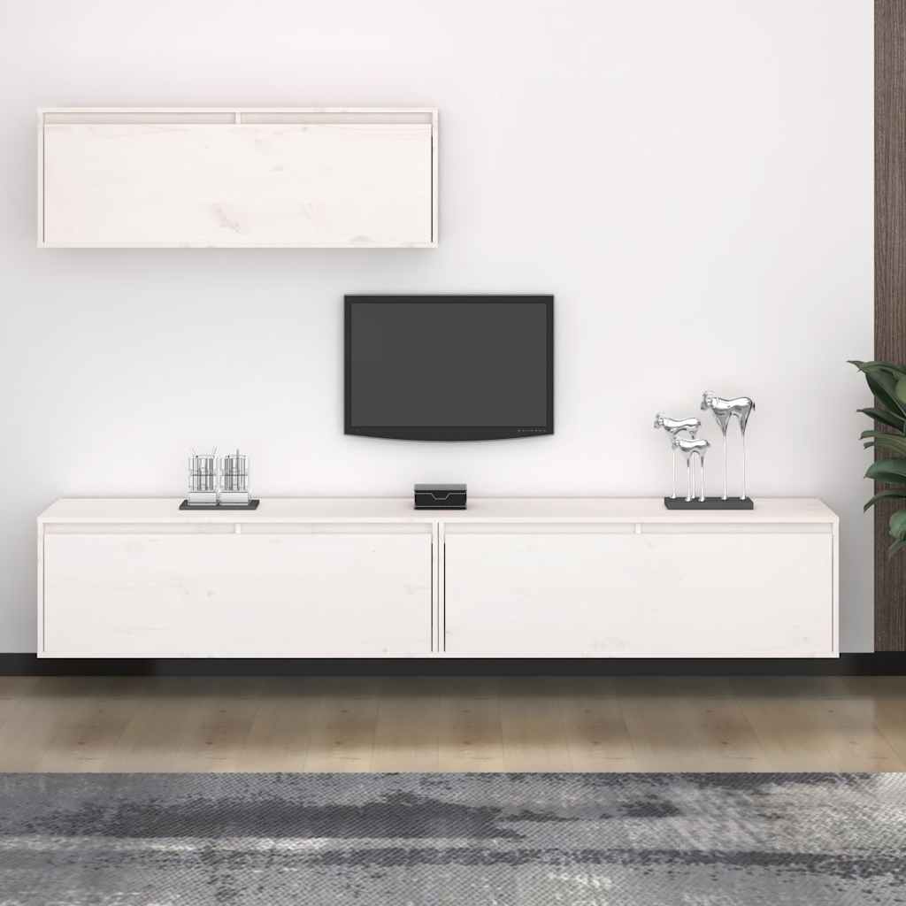 Ensemble de meubles TV 3 pcs blanc bois massif de pin - XIOS