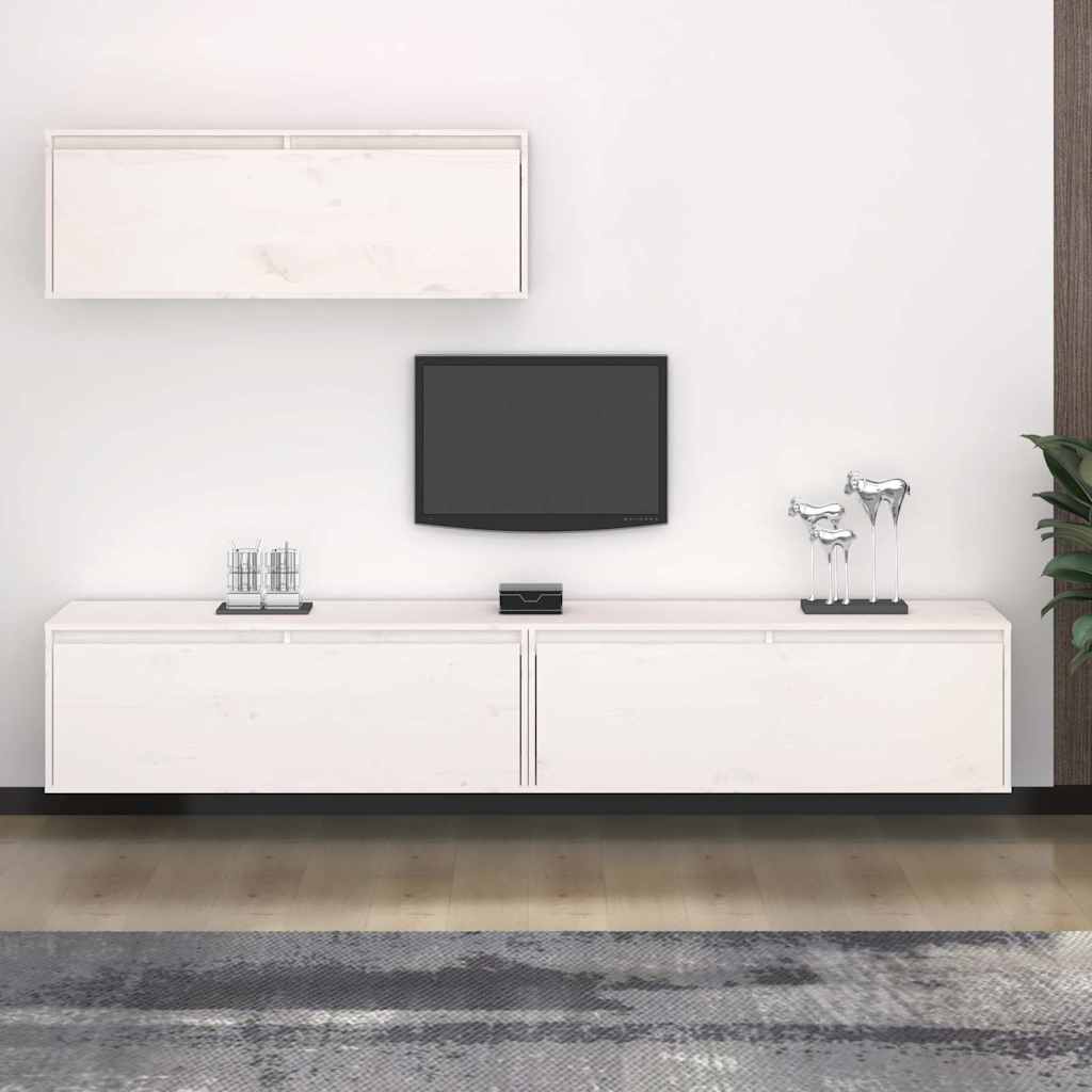 Ensemble de meubles TV 3 pcs blanc bois massif de pin