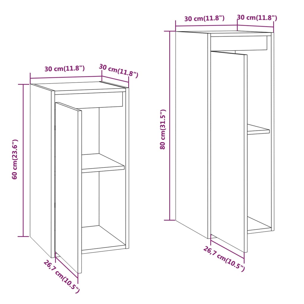 Meubles TV 2 pcs Blanc Bois massif de pin - XIOS