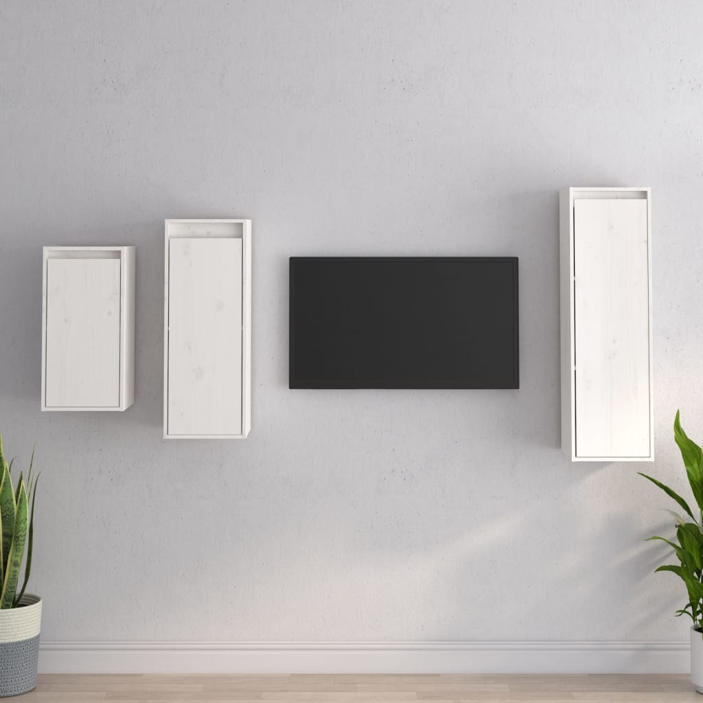 Meubles TV 3 pcs Blanc Bois massif de pin - XIOS