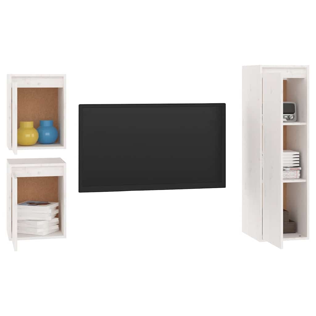 Meubles TV 3 pcs Blanc Bois massif de pin - XIOS
