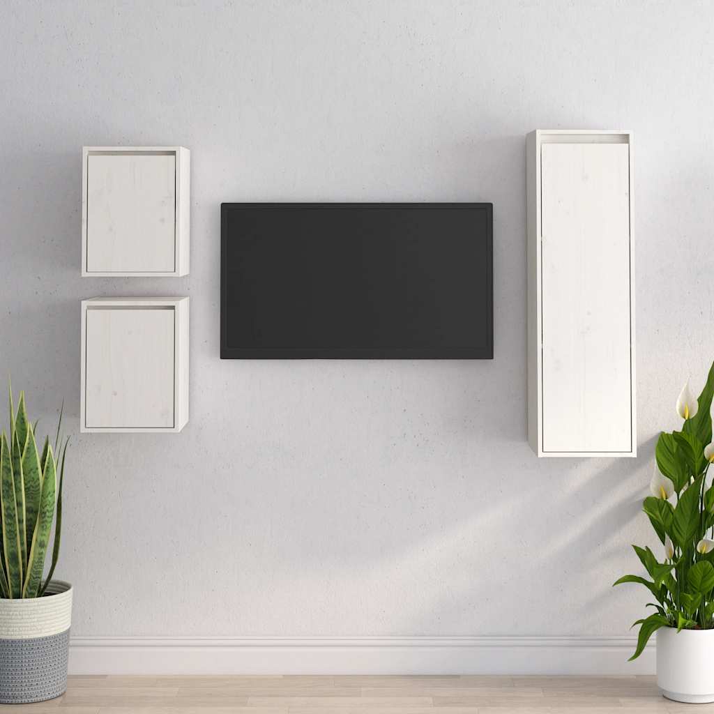 Meubles TV 3 pcs Blanc Bois massif de pin - XIOS