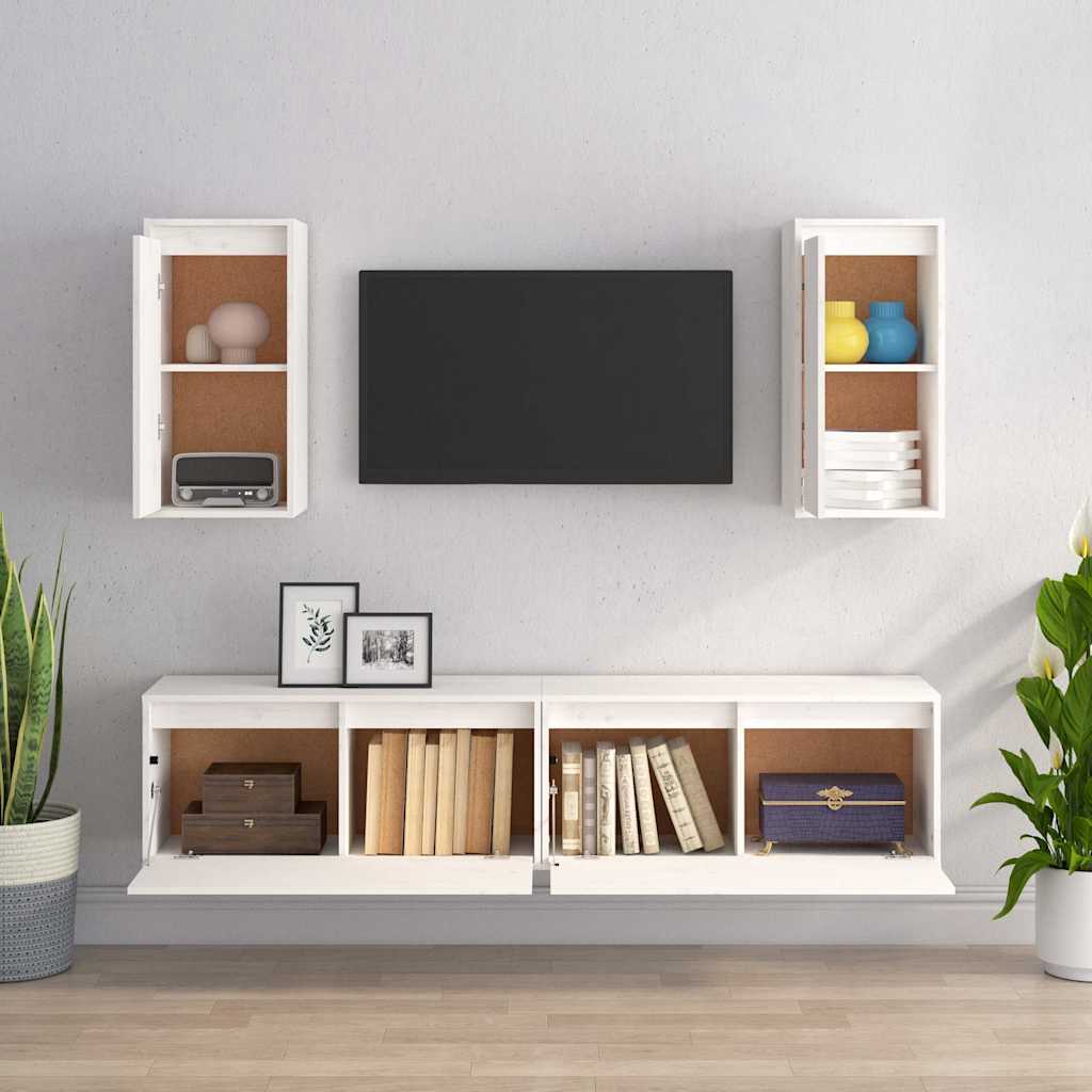 Meubles TV 4 pcs Blanc Bois massif de pin - XIOS