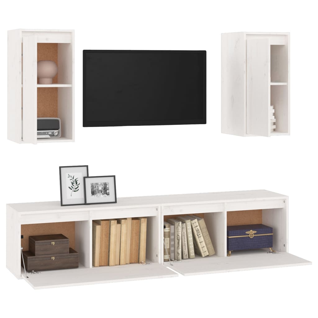Meubles TV 4 pcs Blanc Bois massif de pin - XIOS