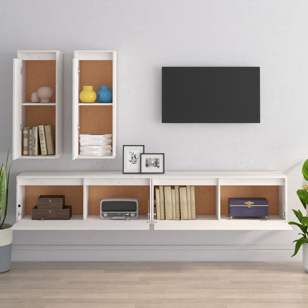 Meubles TV 4 pcs Blanc Bois massif de pin - XIOS