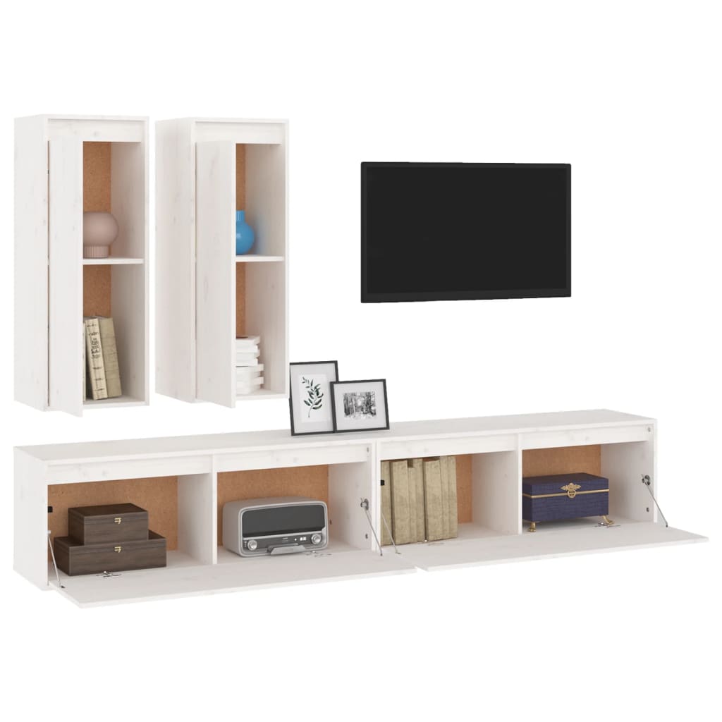 Meubles TV 4 pcs Blanc Bois massif de pin - XIOS