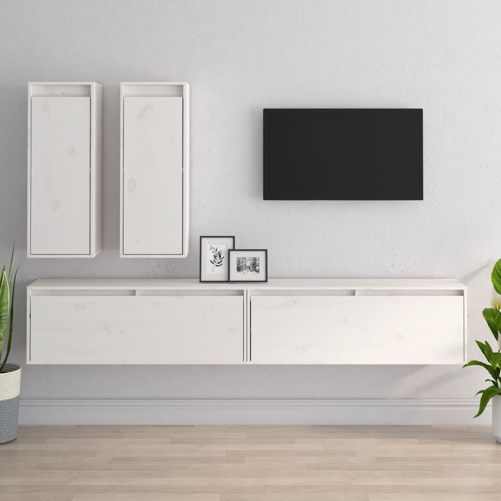 Meubles TV 4 pcs Blanc Bois massif de pin - XIOS