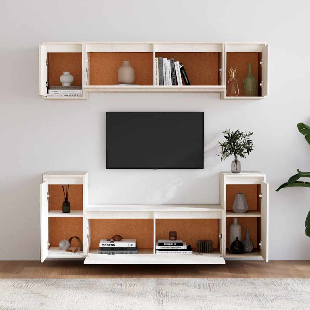 Meubles TV 6 pcs Blanc Bois massif de pin - XIOS