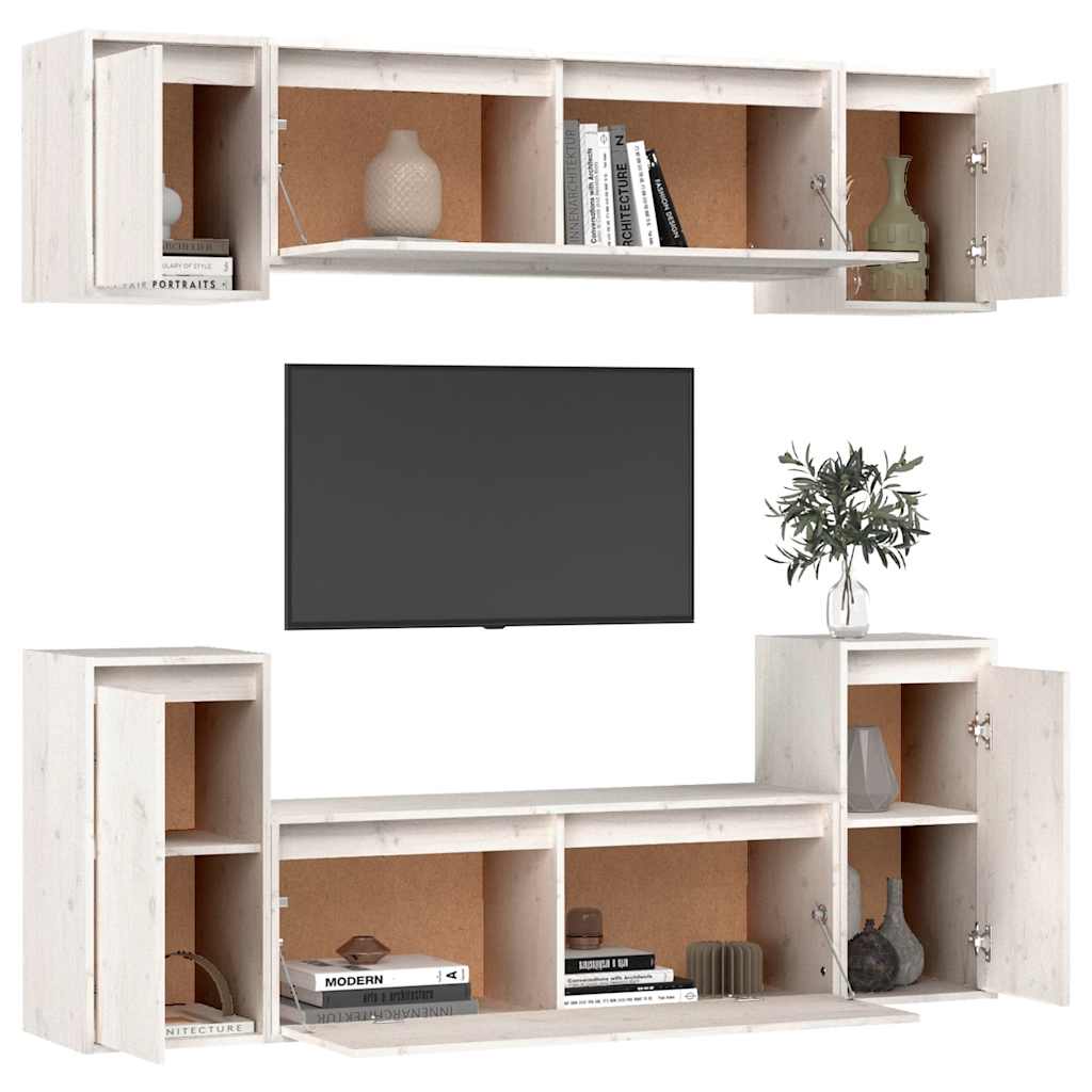 Meubles TV 6 pcs Blanc Bois massif de pin - XIOS