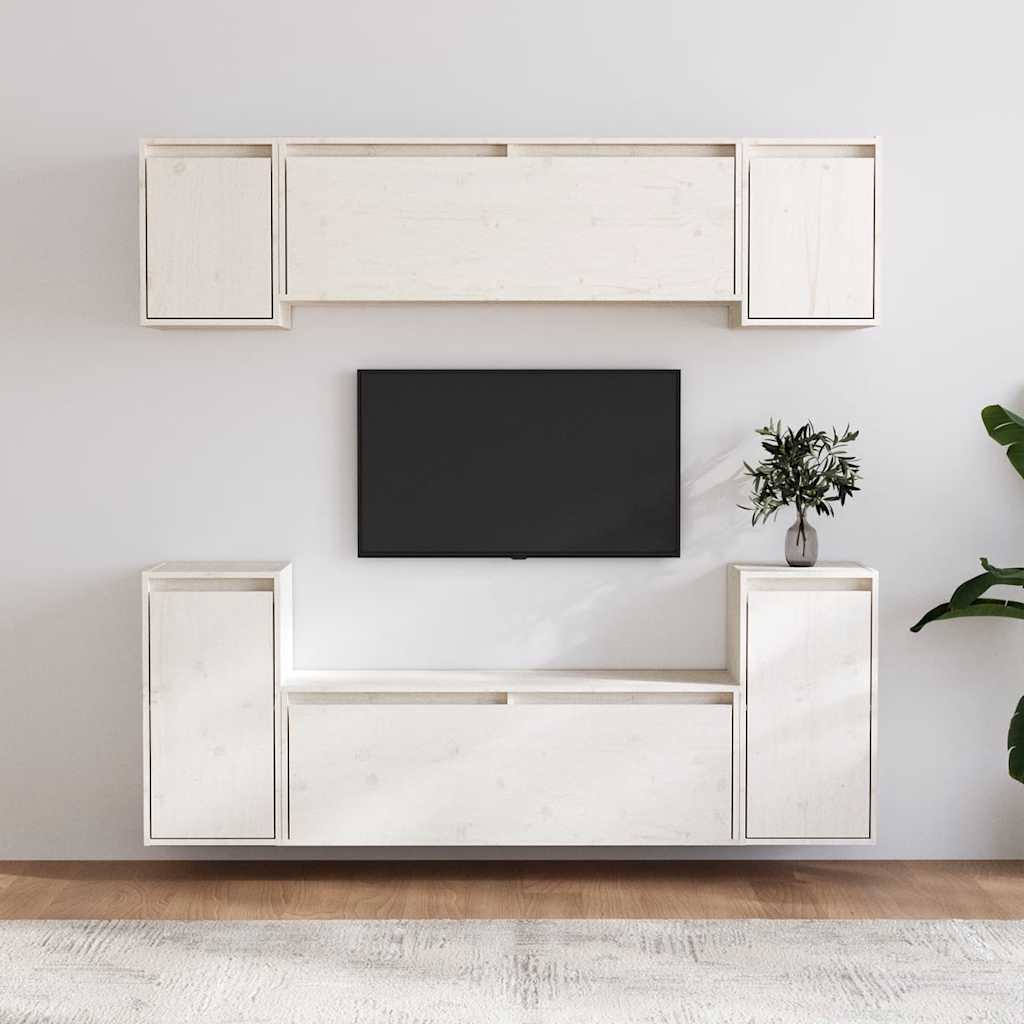 Meubles TV 6 pcs Blanc Bois massif de pin - XIOS