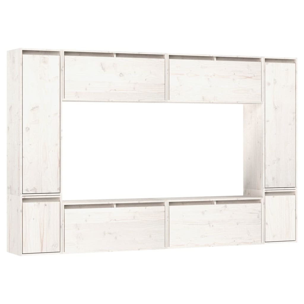 Meubles TV 8 pcs Blanc Bois massif de pin - XIOS