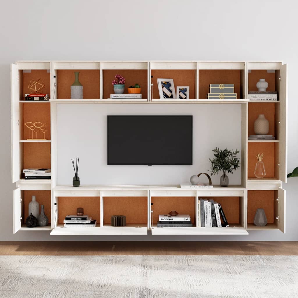 Meubles TV 8 pcs Blanc Bois massif de pin - XIOS