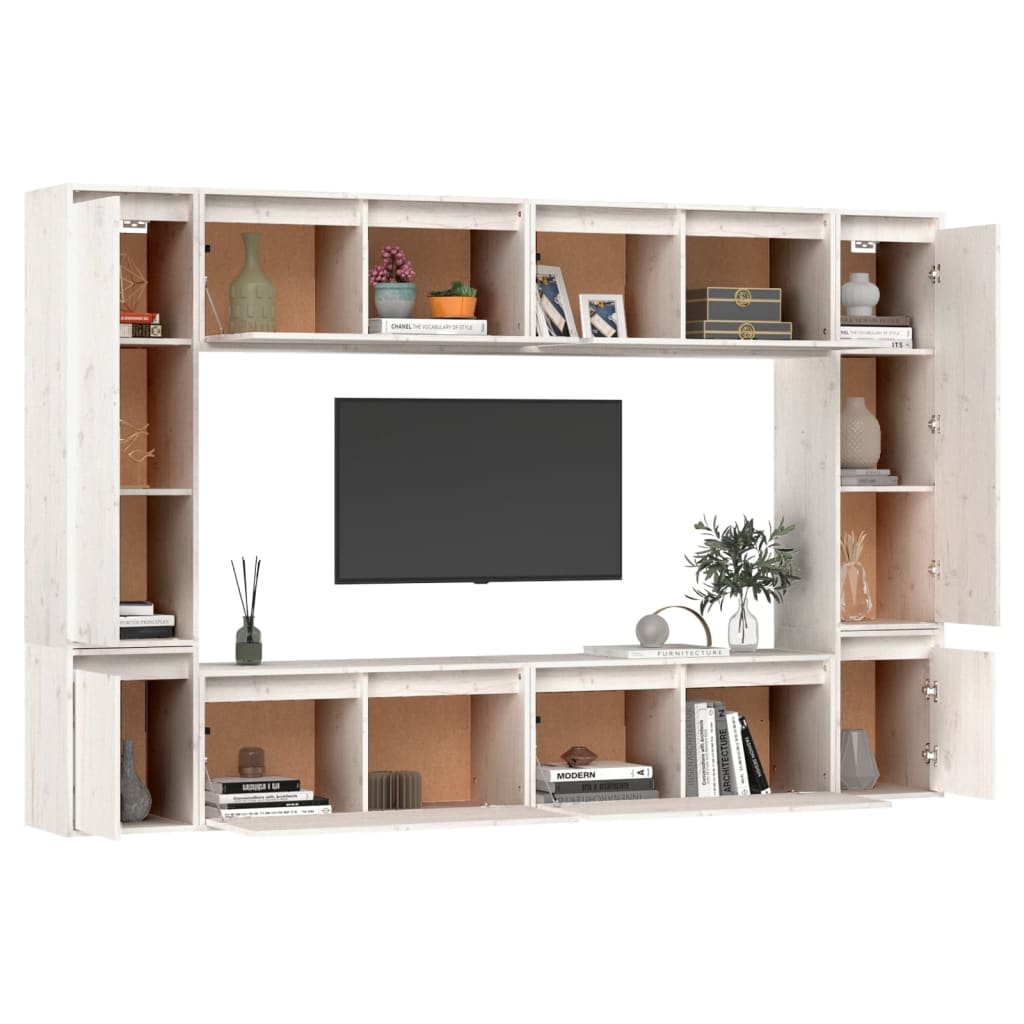 Meubles TV 8 pcs Blanc Bois massif de pin - XIOS