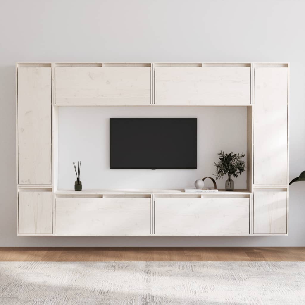 Meubles TV 8 pcs Blanc Bois massif de pin - XIOS