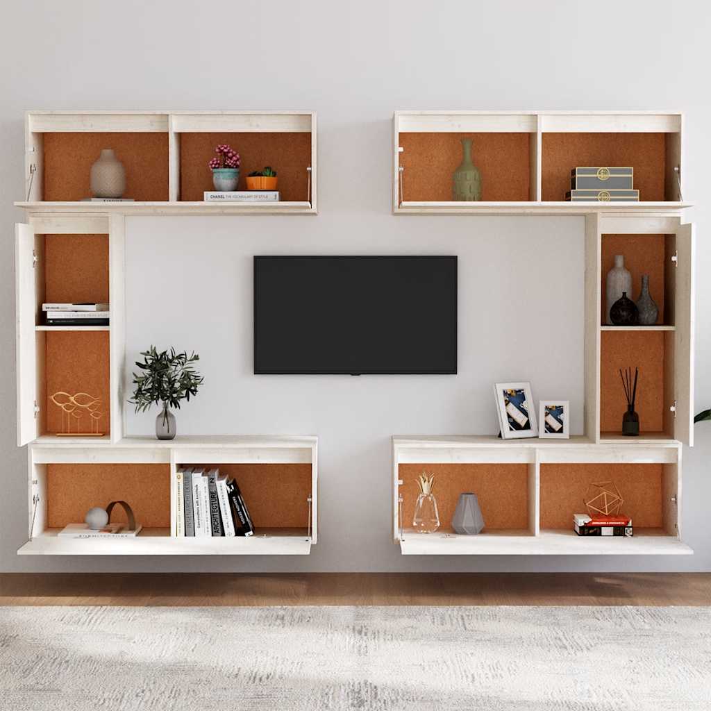 Meubles TV 6 pcs Blanc Bois massif de pin - XIOS