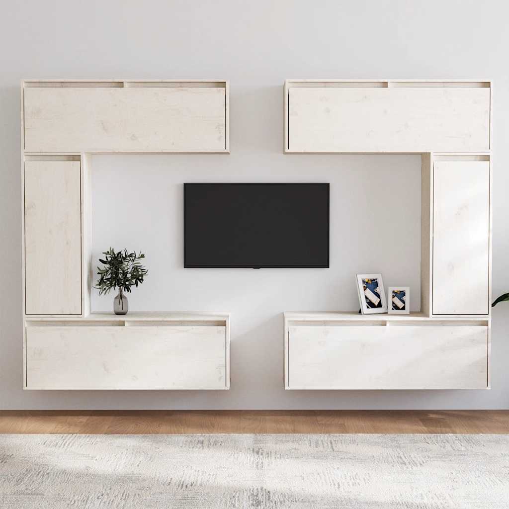 Meubles TV 6 pcs Blanc Bois massif de pin - XIOS