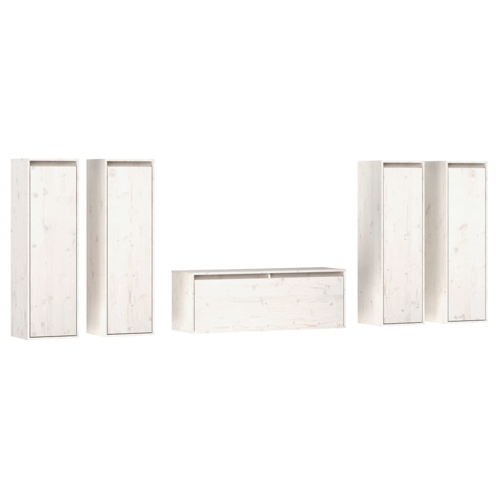 Meubles TV 5 pcs Blanc Bois massif de pin - XIOS