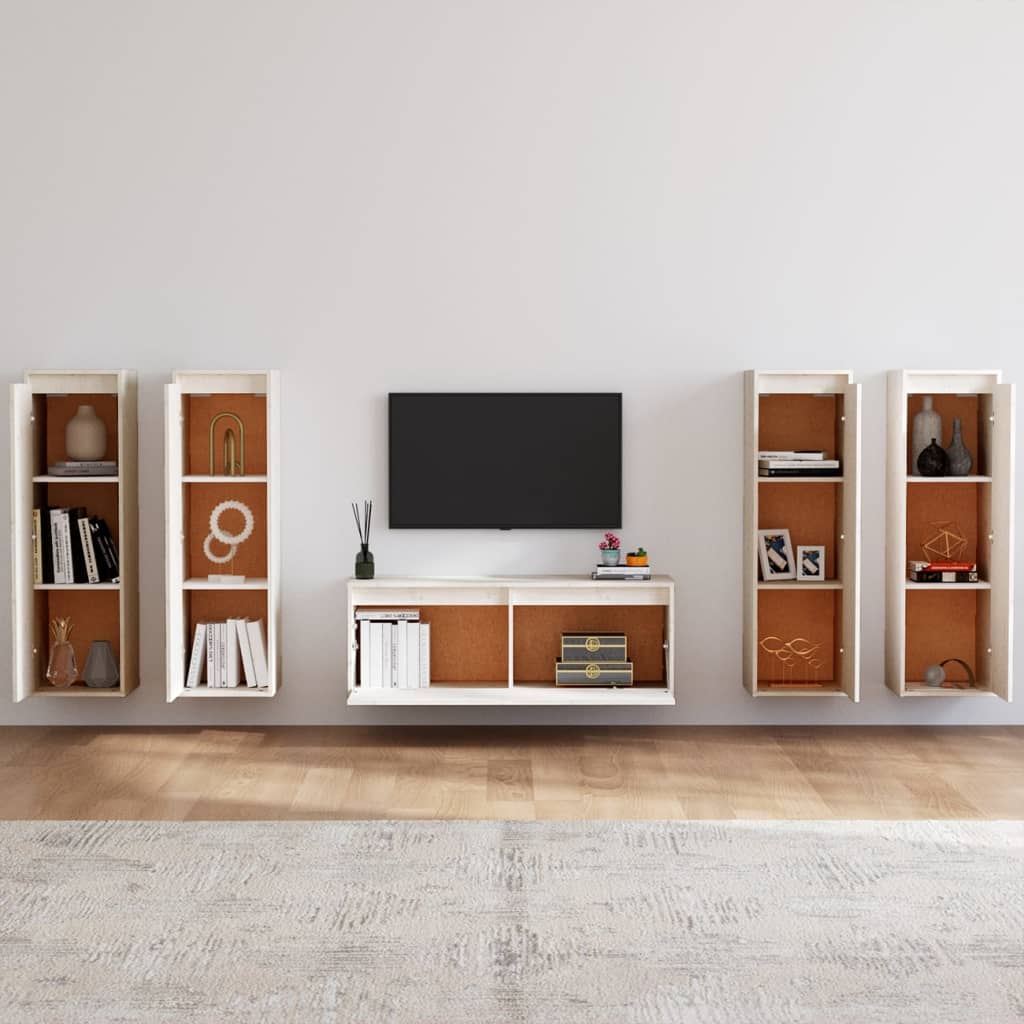 Meubles TV 5 pcs Blanc Bois massif de pin - XIOS