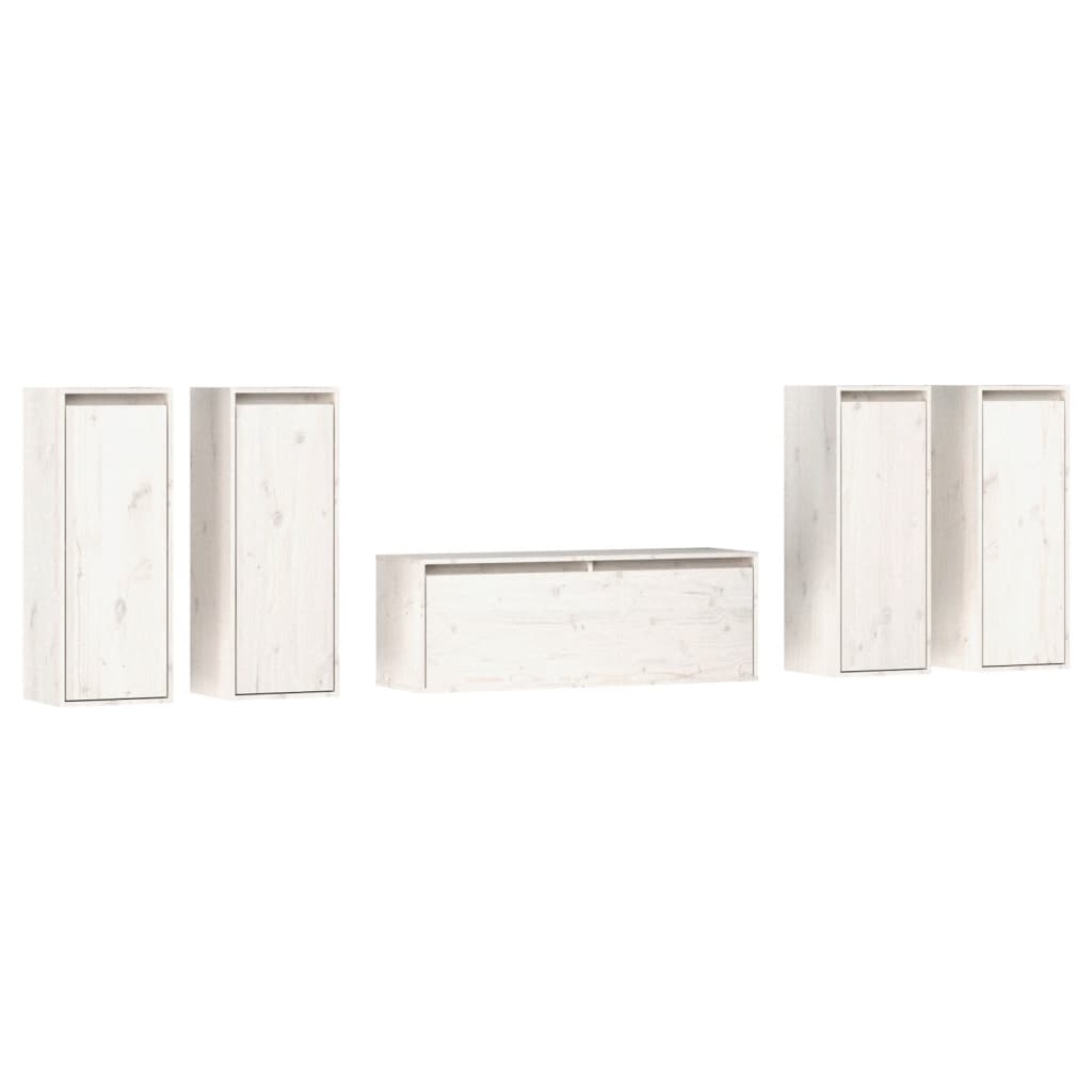 Meubles TV 5 pcs Blanc Bois massif de pin - XIOS